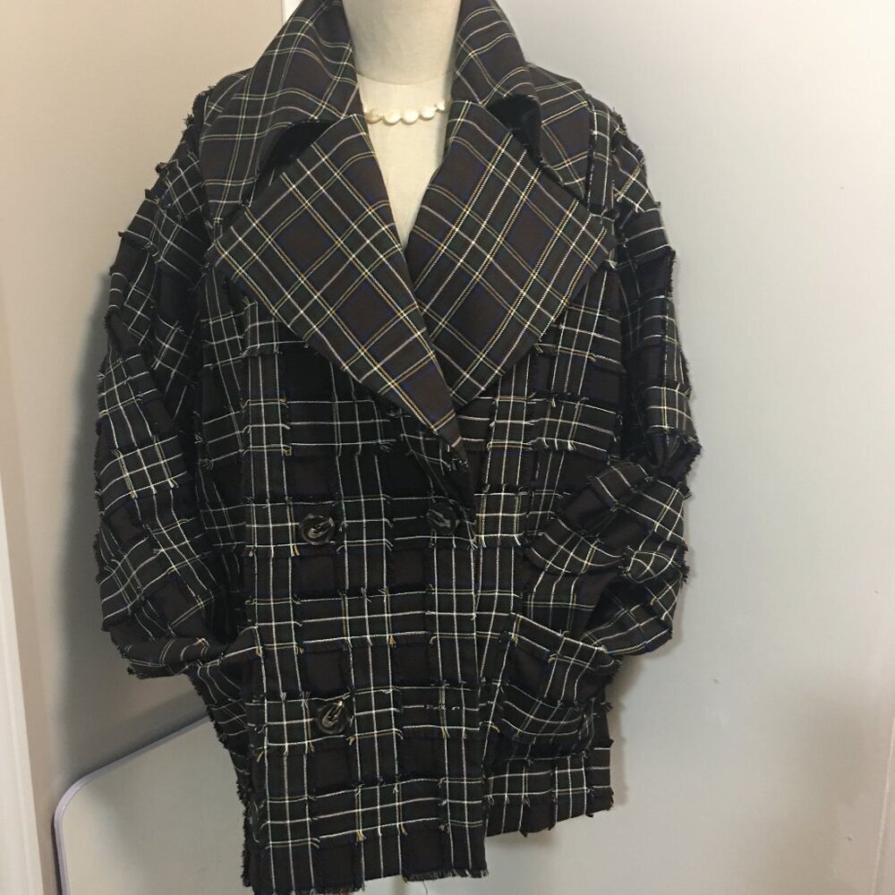 Women’s Wool‑Blend Tweed Jacket – Size M, Oversized Fit (Fits L)